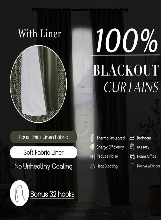 PANELSBURG 108 Inch Curtains for Bedroom,Thick Blackout Olive Green Curtains for Living Room 108 Inches Long Set 2 Panels - Image 4